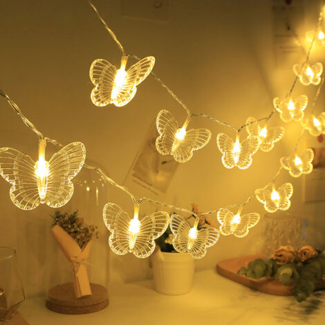 Luci a stringa solari impermeabili per esterni: 50 farfalle decorative su un cavo da 9,5 m, luce calda e atmosfera romantica per giardino, patio o balcone.-lsw