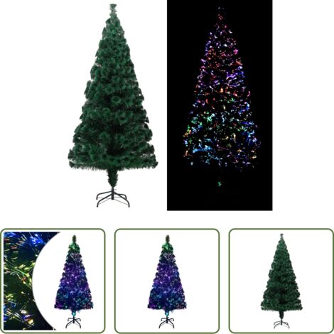 Luci colorate -  Albero di Natale con Supporto Verde 210 cm in Fibra Ottica