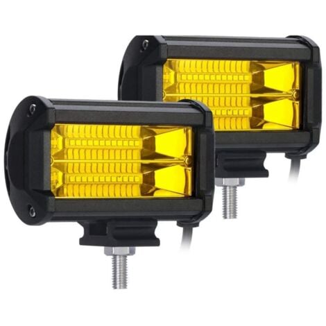 luci da lavoro a LED da 5" pollici 72W impermeabili, fendinebbia fuoristrada, lampade gialle per camion, ATV, UTV, Polaris, barche, golf cart