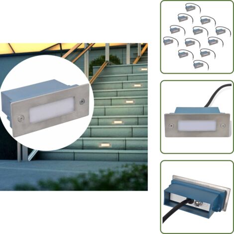 Luci da terrazzo - vidaXL Lampade da Incasso a LED 12 pz per Scale 44x111x56 mm - Luci da giardino