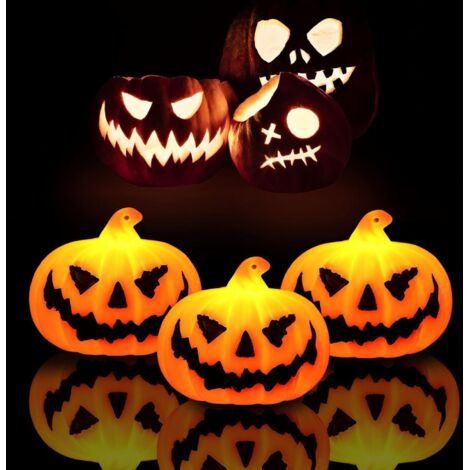 Luci decorative a LED per Halloween, tema zucca, decorazione spaventosa, 3 pezzi