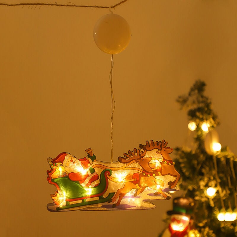 Image of Luci decorative per finestre di Natale, luci a corda sospese per finestre a ventosa Adesivi decorativi natalizi Decorazioni per feste di Natale (Auto