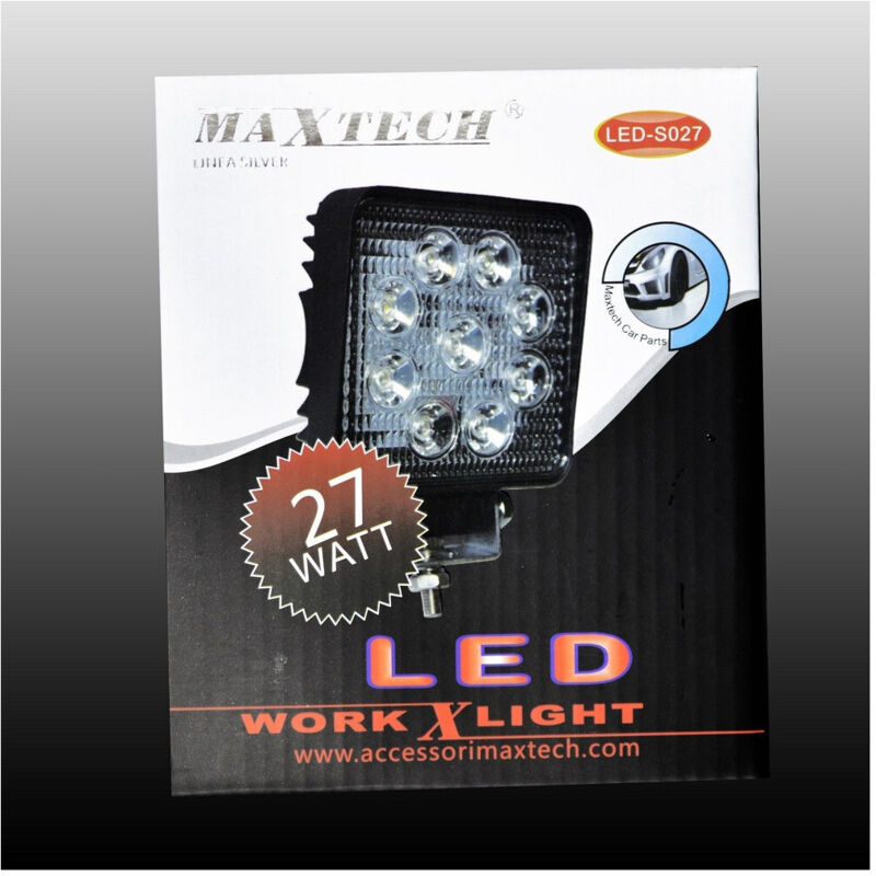 MaxTech - Luci Di Lavoro 27w A Led Da Faro Quadrato Per Auto Fuoristrada Maxtech Led-s027 -