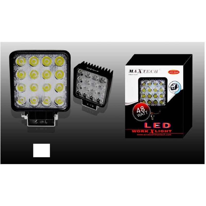 MaxTech - Luci Di Lavoro 48 Watt A Led Da Faro Quadrato Per Auto Barche Maxtech Led-s048 -