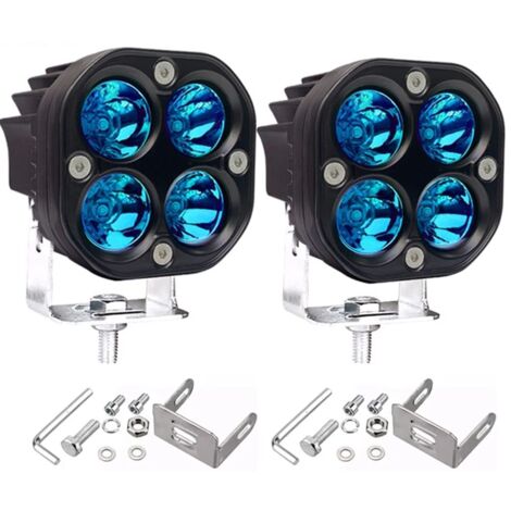 Luci di marcia a LED da 3" con faretti, 40W, impermeabili, quadrate, per auto, moto, SUV, camion, 2 pezzi, luce blu