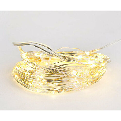 Luci di Natale 100 MICROLED 10m Luce Bianco Caldo da Interno