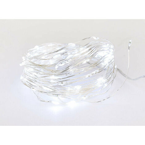 Luci di Natale 100 MICROLED 10m Luce Bianco Freddo da Interno