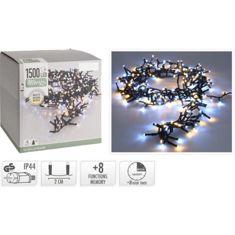 PERAGASHOP LUCI DI NATALE 1500 LED, 30MT, 8 GIOCHI DI LUCE, BIANCO CALDO/FREDDO, ESTERNO, ALBERO INTERNO