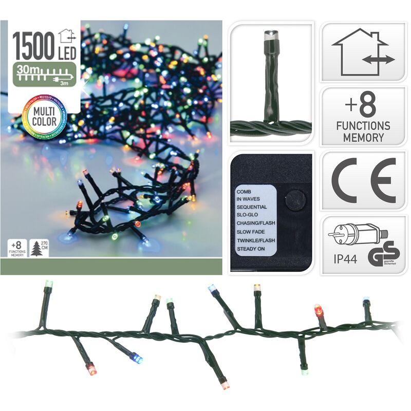 Peragashop - luci di natale 1500 led multicolor 8