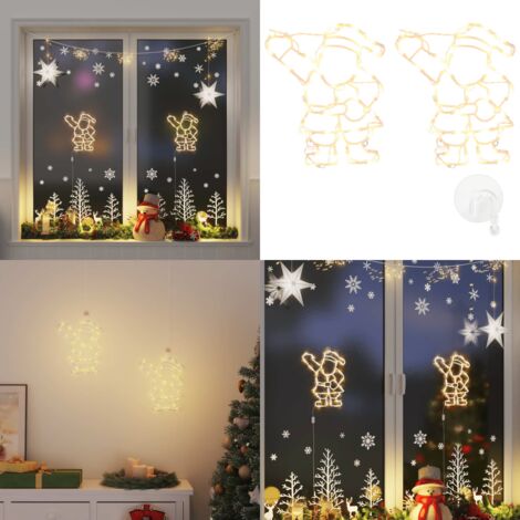 Luci di Natale Babbo Natale 2 pz 35 LED Bianco Caldo - Babbo Natale - Decorazioni Natalizie