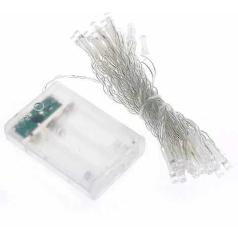 Luci di natale catena a batteria da 5 mm luce fredda cavo trasparente -20 led - 1.4 mt