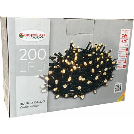 GIOCOPLAST NATALE Giocoplast 200 led bianco caldo cavo scuro, minilucciole 13919004