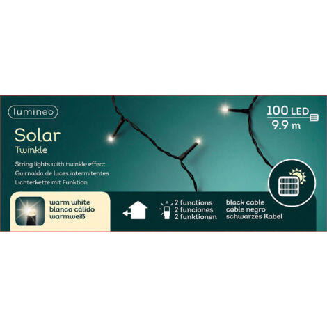 LUCI DI NATALE CON PANNELLO SOLARE 100 LED LUCE BIANCO CALDO