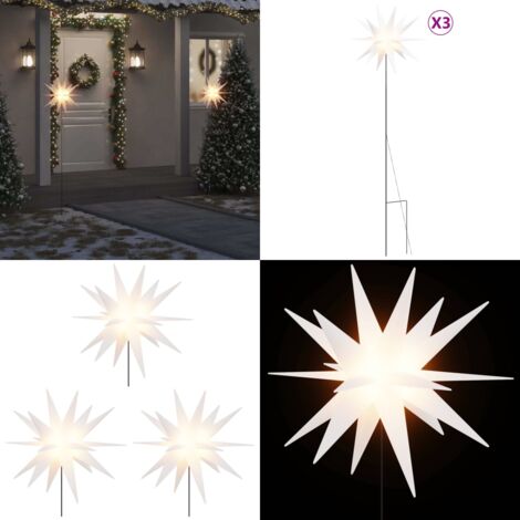 Luci di Natale con Picchi e LED 3 pz Pieghevoli Bianche 57 cm - Luci a LED - Decorazioni natalizie