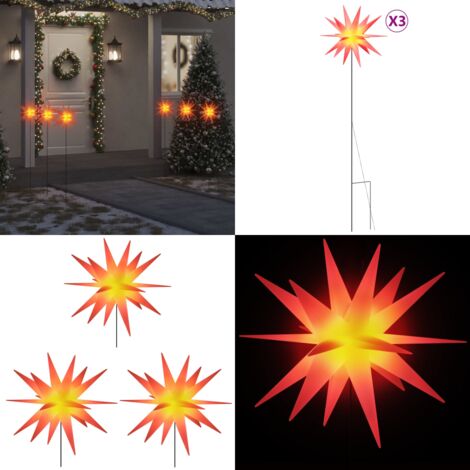 Luci di Natale con Picchi e LED 3 pz Pieghevoli Rosse 35 cm - Decorazioni Natalizie - Luci a LED