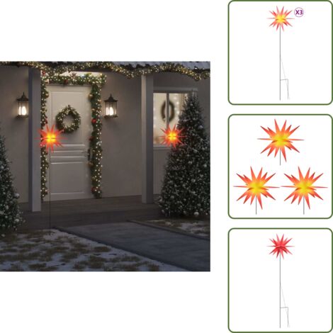 Luci di Natale con timer - vidaXL Luci di Natale con Picchi e LED 3 pz Pieghevoli Rosse 57 cm - Luci di Natale esterne