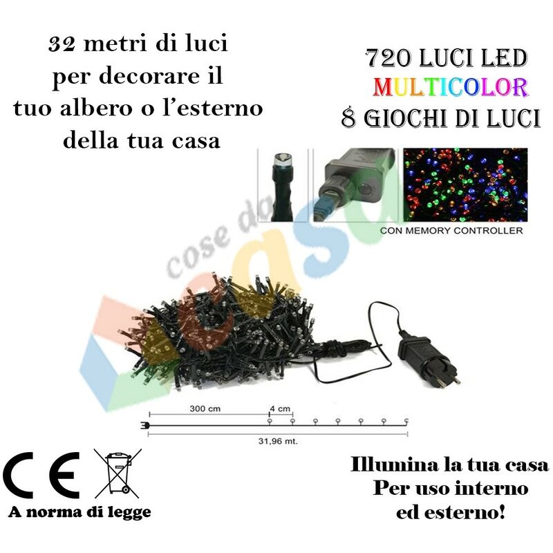 Image of Mm_unverified_brand - Luci per Albero di natale 720 led multicolor da addobbi decorazioni esterno casa