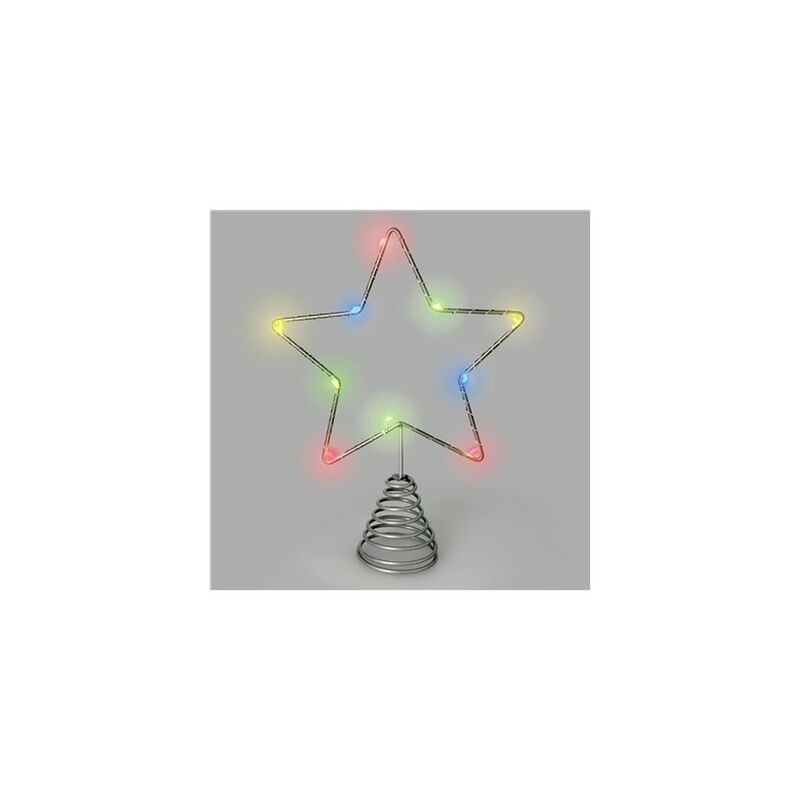 Image of Luci di Natale Stella Albero di Natale Luce Multicolore 10 Led. Uso interno Protezione IP20. 2 batterie AA