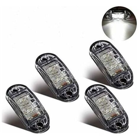 Luci di posizione laterali a LED, luci di ingombro per rimorchi universali da 12 V e 24 V, camion, roulotte, autobus (4 pezzi, bianco)