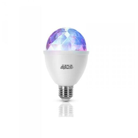 Luci Discoteca Led Lampada RGB LED Rotante a 360º E27 3W Effetto Stroboscopica