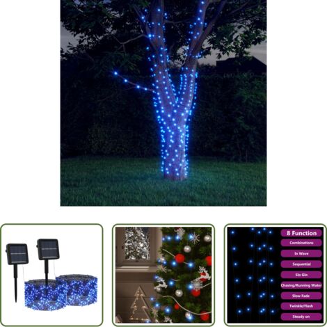 Luci fatate -  Luci Solari Fatate 2 pz 2x200 LED Blu Interni Esterni