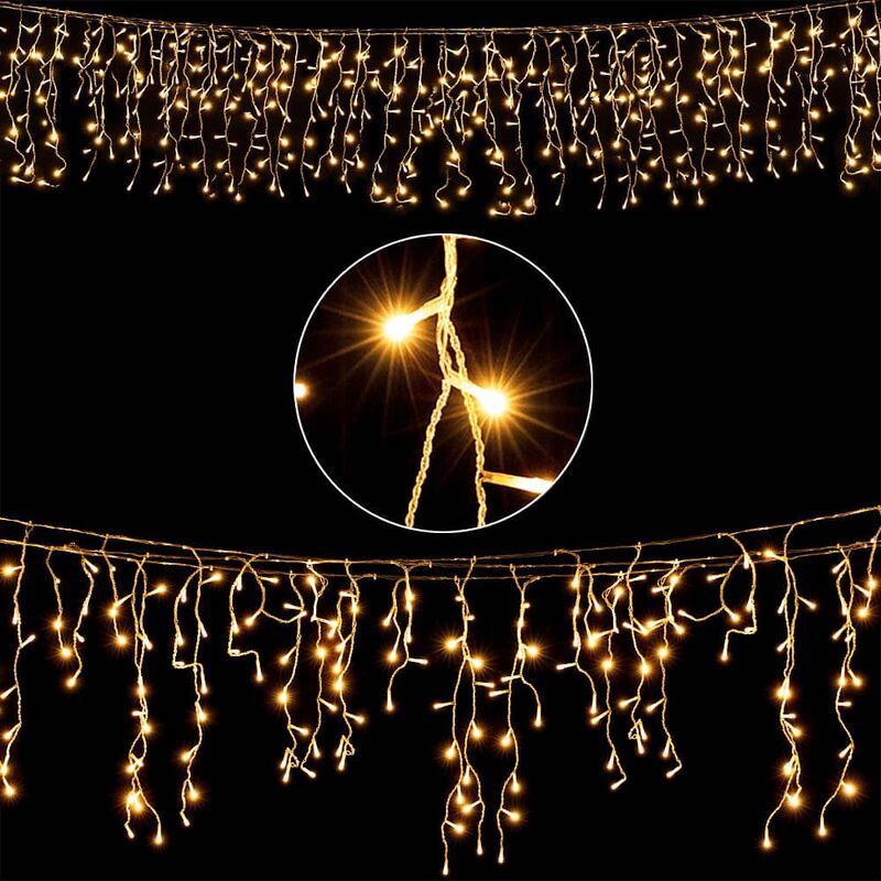 Luci ghiacciolo bianco caldo 10 m per esterni