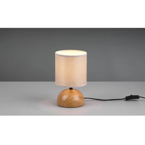 LUCI LAMPADA DA TAVOLO BASE EFFETTO LEGNO MEZZA SFERA PARALUME BEIGE H. 23CM D. 14CM 1 LUCE ATTACCO E14
