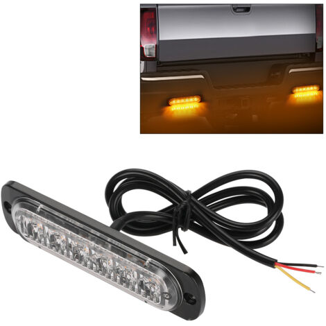 Luci lampeggianti a LED, 4 pezzi Luci stroboscopiche 12-24 V Auto 6 LED Lampada flash Luce stroboscopica di emergenza Griglia Luce lampeggiante Barra luminosa (giallo), A