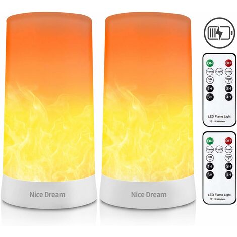 Luci LED a Effetto Fiamma, 2 Luci LED a Effetto Fiamma con Telecomando, Ricaricabile USB, Luce Effetto Fiamma per Feste, Decorazioni Natalizie, Decorazioni Halloween, Camera, Camino Finto
