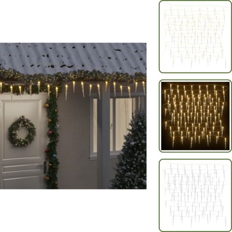 Luci LED a forma di ghiacciolo - vidaXL Luci di Natale a forma di ghiacciolo 100 LED Bianco Caldo 10 m Acrilico PVC - Decorazioni di Natale