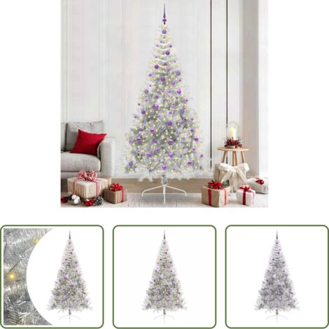 Luci LED -  Albero di Natale artificiale con luci integrate Argento 240 cm