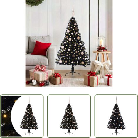 Luci LED -  Albero di Natale artificiale con luci integrate Nero 150 cm PVC