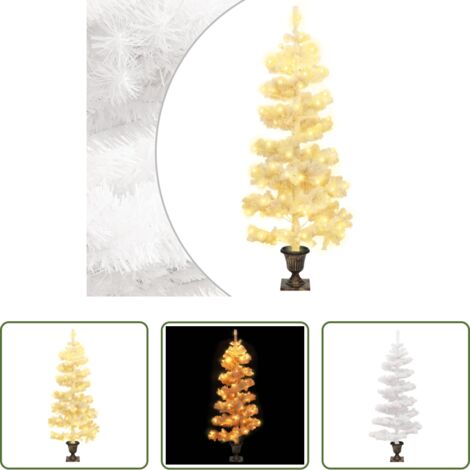 Luci LED -  Albero di Natale Preilluminato con Vaso Bianco 120 cm in PVC