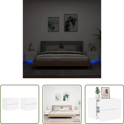 Luci led -  Comodini a Parete con Luci LED 2 pz Bianchi