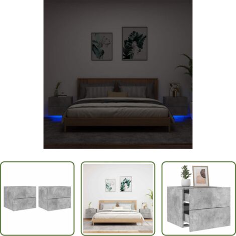 Luci led -  Comodini a Parete con Luci LED 2 pz Grigio Cemento