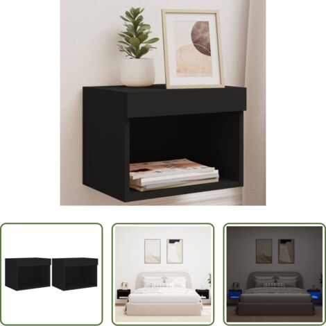 Luci led -  Comodini con Luci LED a Parete 2pz Neri