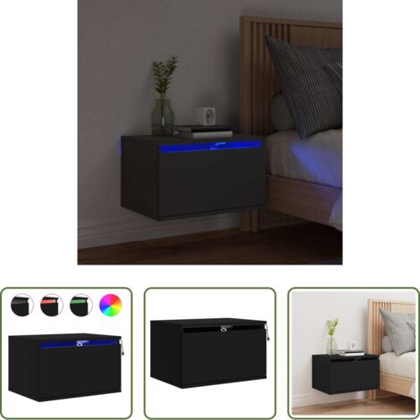 Luci led -  Comodino a Parete con Luci LED Nero