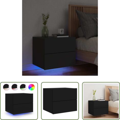Luci led -  Comodino a Parete con Luci LED Nero