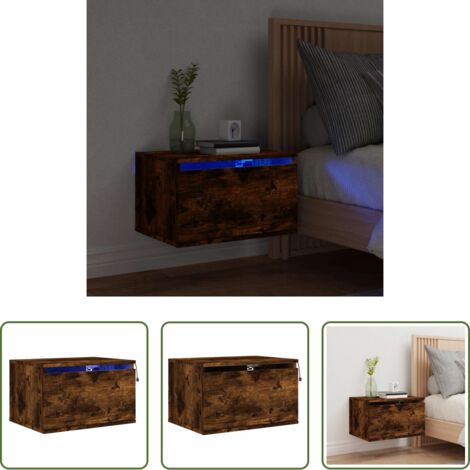 Luci led -  Comodino a Parete con luci LED Rovere Fumo