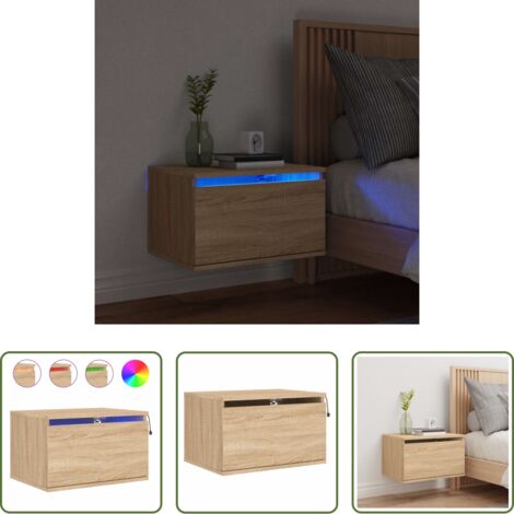 Luci led -  Comodino a Parete con luci LED Rovere Sonoma