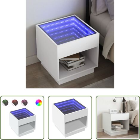 Luci LED -  Comodino con LED Infinity Bianco 50x50x50 cm