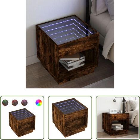 Luci LED -  Comodino con LED Infinity Rovere Fumo 50x50x50 cm