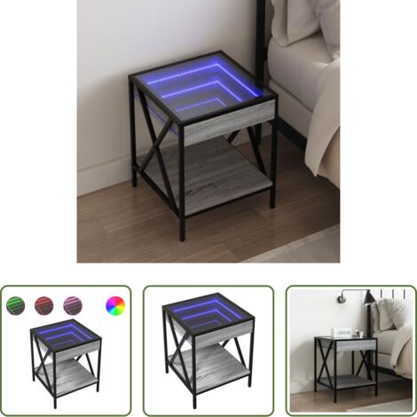 Luci LED -  Comodino con LED Infinity Rovere Sonoma 40x40x50 cm