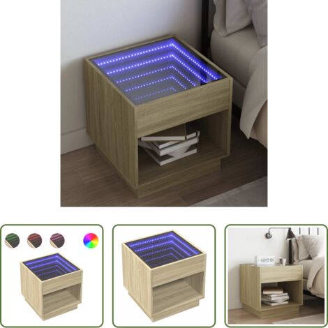 Luci LED -  Comodino con LED Infinity Rovere Sonoma 50x50x50 cm