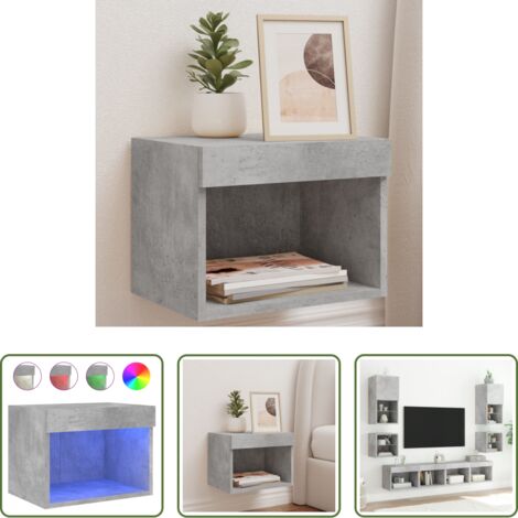 Luci led -  Comodino con Luci LED a Parete Grigio Cemento