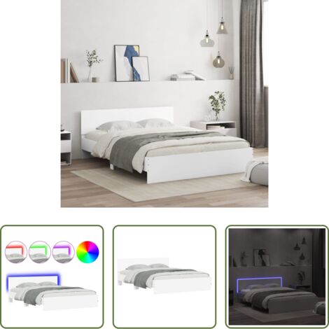 Luci LED -  Giroletto con Testiera e LED Bianco 160x200 cm