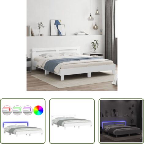 Luci LED -  Giroletto con Testiera e LED Bianco 160x200 cm
