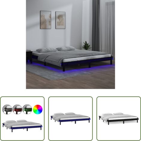 Luci LED -  Giroletto LED Nero 120x190cm Small Double in Legno Massello