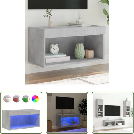 Luci LED -  Mobile Porta TV con Luci LED Grigio Cemento 60x30x30 cm
