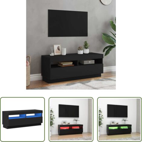 Luci LED -  Mobile Porta TV con Luci LED Nero 100x35x40 cm
